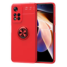 Custodia Silicone Ultra Sottile Morbida Cover con Magnetico Anello Supporto SD1 per Xiaomi Poco X4 NFC Rosso