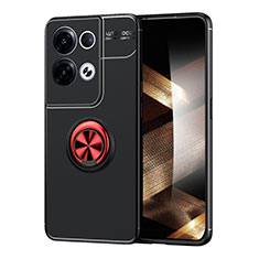 Custodia Silicone Ultra Sottile Morbida Cover con Magnetico Anello Supporto SD1 per Xiaomi Redmi Note 13 5G Rosso e Nero