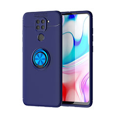 Custodia Silicone Ultra Sottile Morbida Cover con Magnetico Anello Supporto SD1 per Xiaomi Redmi Note 9 Blu