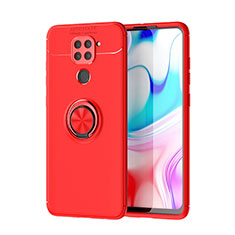 Custodia Silicone Ultra Sottile Morbida Cover con Magnetico Anello Supporto SD1 per Xiaomi Redmi Note 9 Rosso