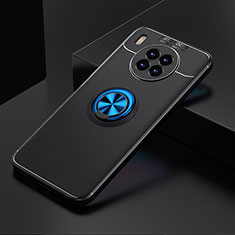 Custodia Silicone Ultra Sottile Morbida Cover con Magnetico Anello Supporto SD2 per Huawei Honor 50 Lite Blu e Nero