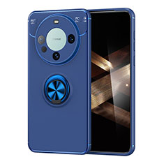 Custodia Silicone Ultra Sottile Morbida Cover con Magnetico Anello Supporto SD2 per Huawei Mate 60 Blu