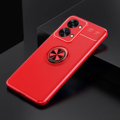Custodia Silicone Ultra Sottile Morbida Cover con Magnetico Anello Supporto SD2 per OnePlus Nord 2T 5G Rosso