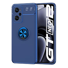 Custodia Silicone Ultra Sottile Morbida Cover con Magnetico Anello Supporto SD2 per Realme GT Neo 3T 5G Blu