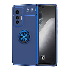 Custodia Silicone Ultra Sottile Morbida Cover con Magnetico Anello Supporto SD2 per Vivo X70 5G Blu