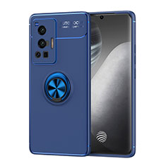Custodia Silicone Ultra Sottile Morbida Cover con Magnetico Anello Supporto SD2 per Vivo X70 Pro 5G Blu