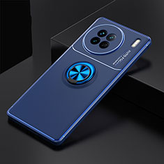 Custodia Silicone Ultra Sottile Morbida Cover con Magnetico Anello Supporto SD2 per Vivo X90 5G Blu
