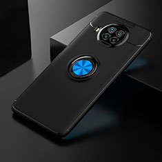 Custodia Silicone Ultra Sottile Morbida Cover con Magnetico Anello Supporto SD2 per Xiaomi Mi 10i 5G Blu e Nero