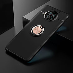Custodia Silicone Ultra Sottile Morbida Cover con Magnetico Anello Supporto SD2 per Xiaomi Mi 10i 5G Oro e Nero