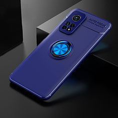 Custodia Silicone Ultra Sottile Morbida Cover con Magnetico Anello Supporto SD2 per Xiaomi Mi 10T 5G Blu