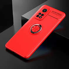 Custodia Silicone Ultra Sottile Morbida Cover con Magnetico Anello Supporto SD2 per Xiaomi Mi 10T 5G Rosso