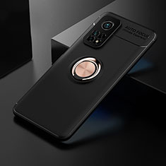 Custodia Silicone Ultra Sottile Morbida Cover con Magnetico Anello Supporto SD2 per Xiaomi Mi 10T Pro 5G Oro e Nero