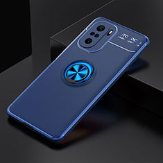 Custodia Silicone Ultra Sottile Morbida Cover con Magnetico Anello Supporto SD2 per Xiaomi Mi 11i 5G Blu