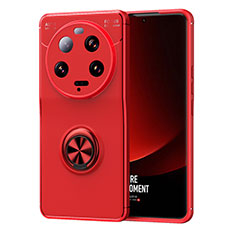 Custodia Silicone Ultra Sottile Morbida Cover con Magnetico Anello Supporto SD2 per Xiaomi Mi 13 Ultra 5G Rosso
