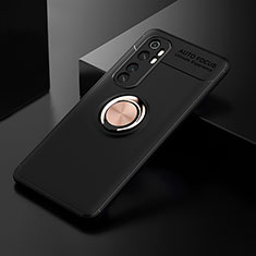 Custodia Silicone Ultra Sottile Morbida Cover con Magnetico Anello Supporto SD2 per Xiaomi Mi Note 10 Lite Oro e Nero