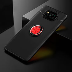 Custodia Silicone Ultra Sottile Morbida Cover con Magnetico Anello Supporto SD2 per Xiaomi Poco X3 Rosso e Nero
