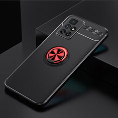 Custodia Silicone Ultra Sottile Morbida Cover con Magnetico Anello Supporto SD2 per Xiaomi Redmi 10 (2022) Rosso e Nero