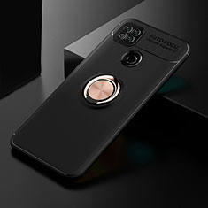 Custodia Silicone Ultra Sottile Morbida Cover con Magnetico Anello Supporto SD2 per Xiaomi Redmi 10A 4G Oro e Nero