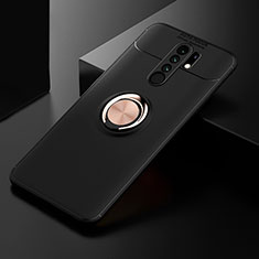 Custodia Silicone Ultra Sottile Morbida Cover con Magnetico Anello Supporto SD2 per Xiaomi Redmi 9 Oro e Nero