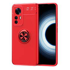 Custodia Silicone Ultra Sottile Morbida Cover con Magnetico Anello Supporto SD2 per Xiaomi Redmi K50 Ultra 5G Rosso
