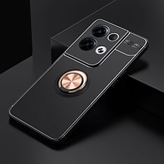 Custodia Silicone Ultra Sottile Morbida Cover con Magnetico Anello Supporto SD2 per Xiaomi Redmi Note 13 5G Oro e Nero