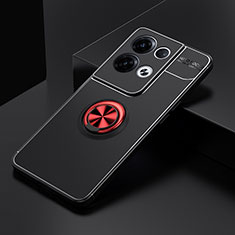 Custodia Silicone Ultra Sottile Morbida Cover con Magnetico Anello Supporto SD2 per Xiaomi Redmi Note 13 5G Rosso e Nero