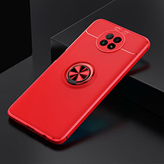 Custodia Silicone Ultra Sottile Morbida Cover con Magnetico Anello Supporto SD2 per Xiaomi Redmi Note 9 5G Rosso