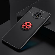 Custodia Silicone Ultra Sottile Morbida Cover con Magnetico Anello Supporto SD2 per Xiaomi Redmi Note 9 5G Rosso e Nero
