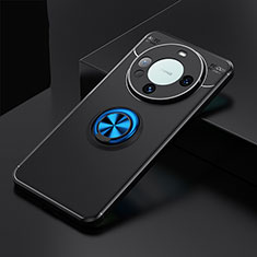 Custodia Silicone Ultra Sottile Morbida Cover con Magnetico Anello Supporto SD3 per Huawei Mate 60 Blu e Nero