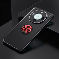 Custodia Silicone Ultra Sottile Morbida Cover con Magnetico Anello Supporto SD3 per Huawei Mate 60 Rosso e Nero
