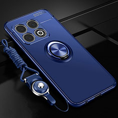 Custodia Silicone Ultra Sottile Morbida Cover con Magnetico Anello Supporto SD3 per OnePlus 10 Pro 5G Blu