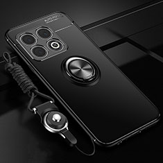 Custodia Silicone Ultra Sottile Morbida Cover con Magnetico Anello Supporto SD3 per OnePlus 10 Pro 5G Nero