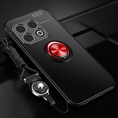Custodia Silicone Ultra Sottile Morbida Cover con Magnetico Anello Supporto SD3 per OnePlus 10 Pro 5G Rosso e Nero