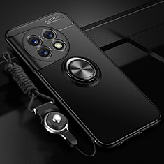 Custodia Silicone Ultra Sottile Morbida Cover con Magnetico Anello Supporto SD3 per OnePlus 11 5G Nero