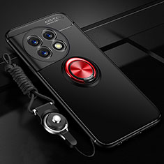 Custodia Silicone Ultra Sottile Morbida Cover con Magnetico Anello Supporto SD3 per OnePlus 11 5G Rosso e Nero