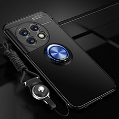 Custodia Silicone Ultra Sottile Morbida Cover con Magnetico Anello Supporto SD3 per OnePlus 11R 5G Blu e Nero