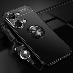 Custodia Silicone Ultra Sottile Morbida Cover con Magnetico Anello Supporto SD3 per OnePlus Ace 2V 5G Nero