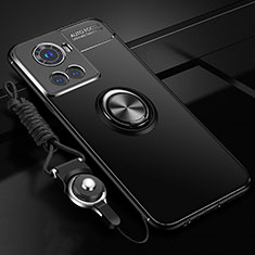 Custodia Silicone Ultra Sottile Morbida Cover con Magnetico Anello Supporto SD3 per OnePlus Ace 5G Nero