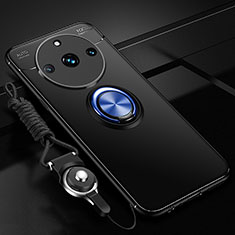 Custodia Silicone Ultra Sottile Morbida Cover con Magnetico Anello Supporto SD3 per Realme 11 Pro 5G Blu e Nero
