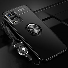 Custodia Silicone Ultra Sottile Morbida Cover con Magnetico Anello Supporto SD3 per Realme 8s 5G Nero