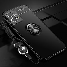 Custodia Silicone Ultra Sottile Morbida Cover con Magnetico Anello Supporto SD3 per Realme 9 4G Nero