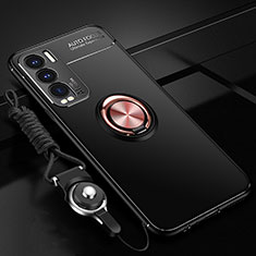 Custodia Silicone Ultra Sottile Morbida Cover con Magnetico Anello Supporto SD3 per Realme GT Master Explorer 5G Oro e Nero