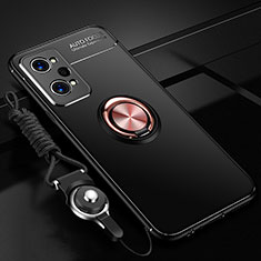 Custodia Silicone Ultra Sottile Morbida Cover con Magnetico Anello Supporto SD3 per Realme GT Neo 3T 5G Oro e Nero