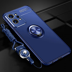 Custodia Silicone Ultra Sottile Morbida Cover con Magnetico Anello Supporto SD3 per Realme GT2 Pro 5G Blu