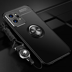 Custodia Silicone Ultra Sottile Morbida Cover con Magnetico Anello Supporto SD3 per Realme GT2 Pro 5G Nero