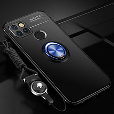 Custodia Silicone Ultra Sottile Morbida Cover con Magnetico Anello Supporto SD3 per Realme Narzo 50A Blu e Nero