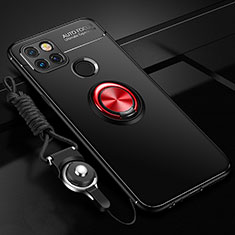 Custodia Silicone Ultra Sottile Morbida Cover con Magnetico Anello Supporto SD3 per Realme Narzo 50A Rosso e Nero