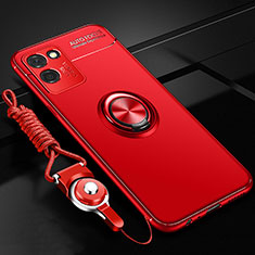 Custodia Silicone Ultra Sottile Morbida Cover con Magnetico Anello Supporto SD3 per Realme V11 5G Rosso
