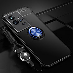 Custodia Silicone Ultra Sottile Morbida Cover con Magnetico Anello Supporto SD3 per Vivo iQOO 11 5G Blu e Nero