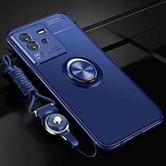 Custodia Silicone Ultra Sottile Morbida Cover con Magnetico Anello Supporto SD3 per Vivo iQOO Neo6 5G Blu